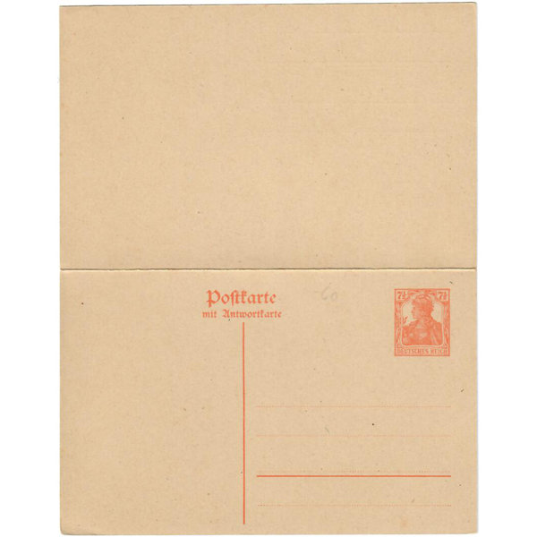 Deutsches Reich, Ganzsache, Postkarte mit Antwortkarte, Germania