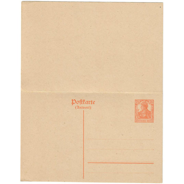 Deutsches Reich, Ganzsache, Postkarte mit Antwortkarte, Germania