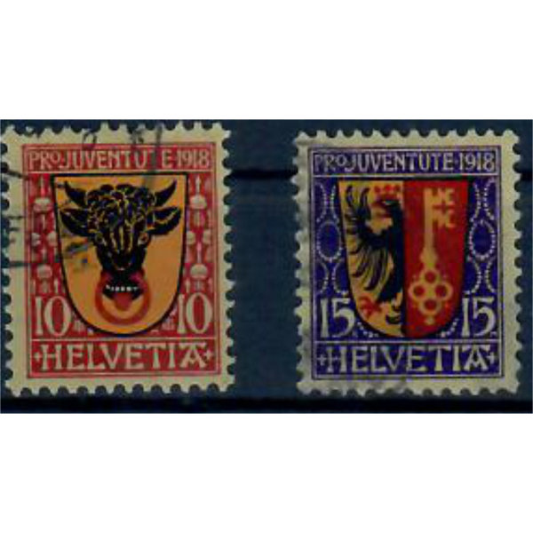 Schweiz, Pro Juventute, Wappen, MiNr. 143-144, gestempelt