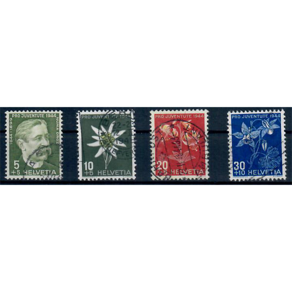 Schweiz, Pro Juventute, 100. Geburtstag von Numa Droz, Alpenblumen, MiNr. 439-442, gestempelt