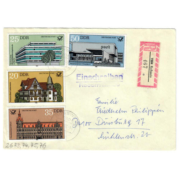 DDR, 9 Briefe, mit Sondermarken frankiert, teilweise per Einschreiben